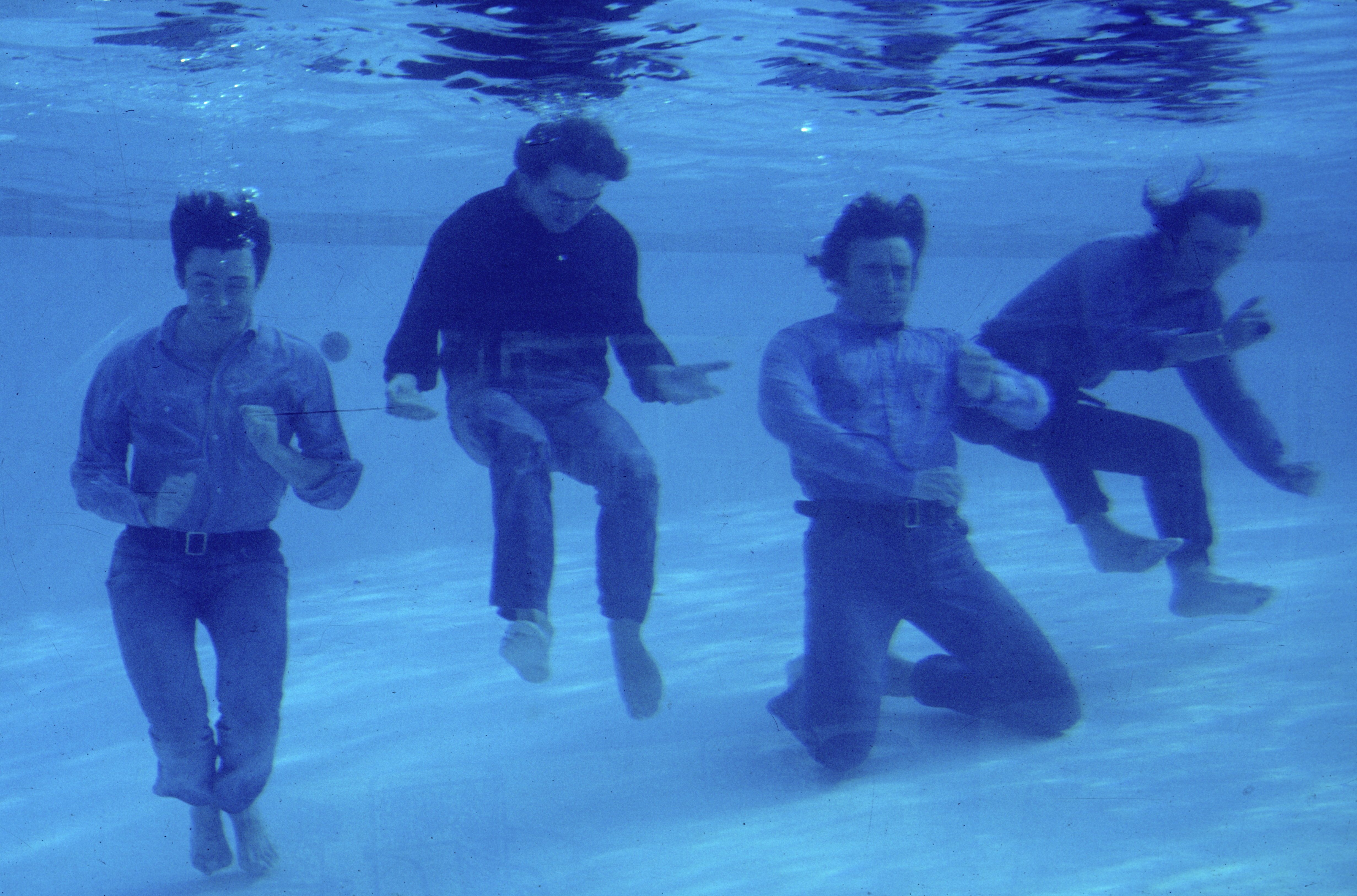 The Beatles underwater in a scene from Help!