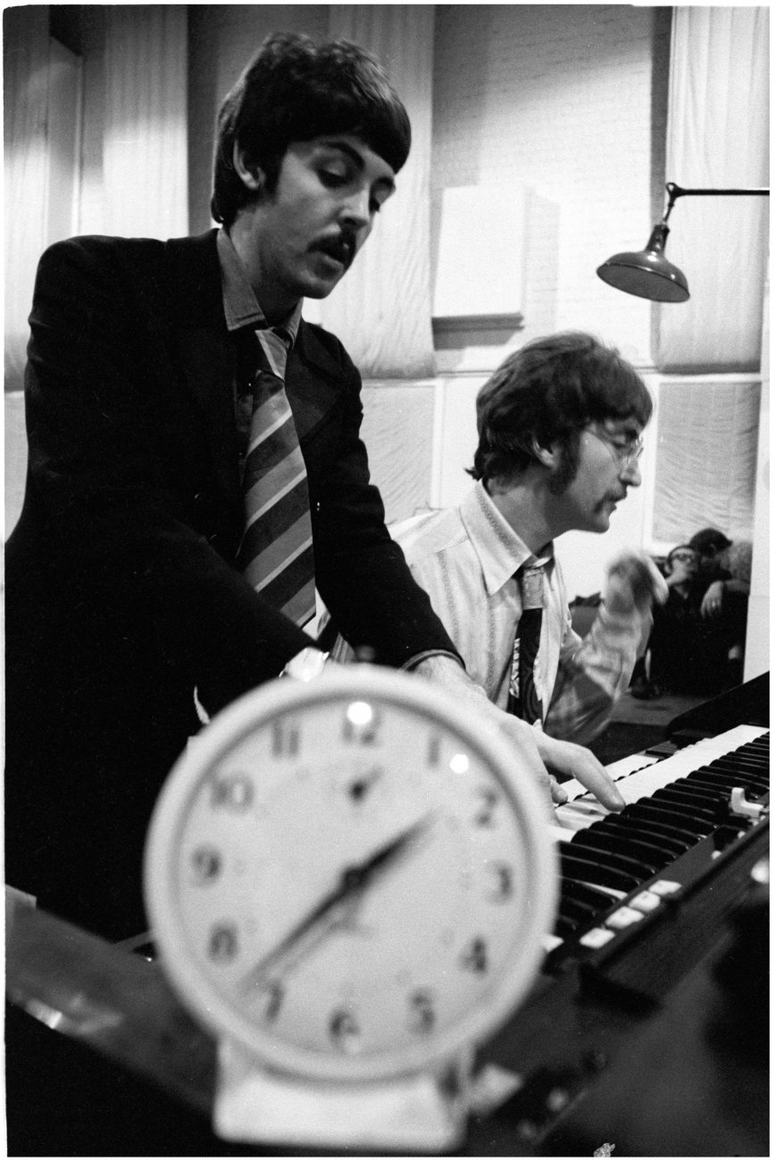 John and Paul during Pepper recording sessions