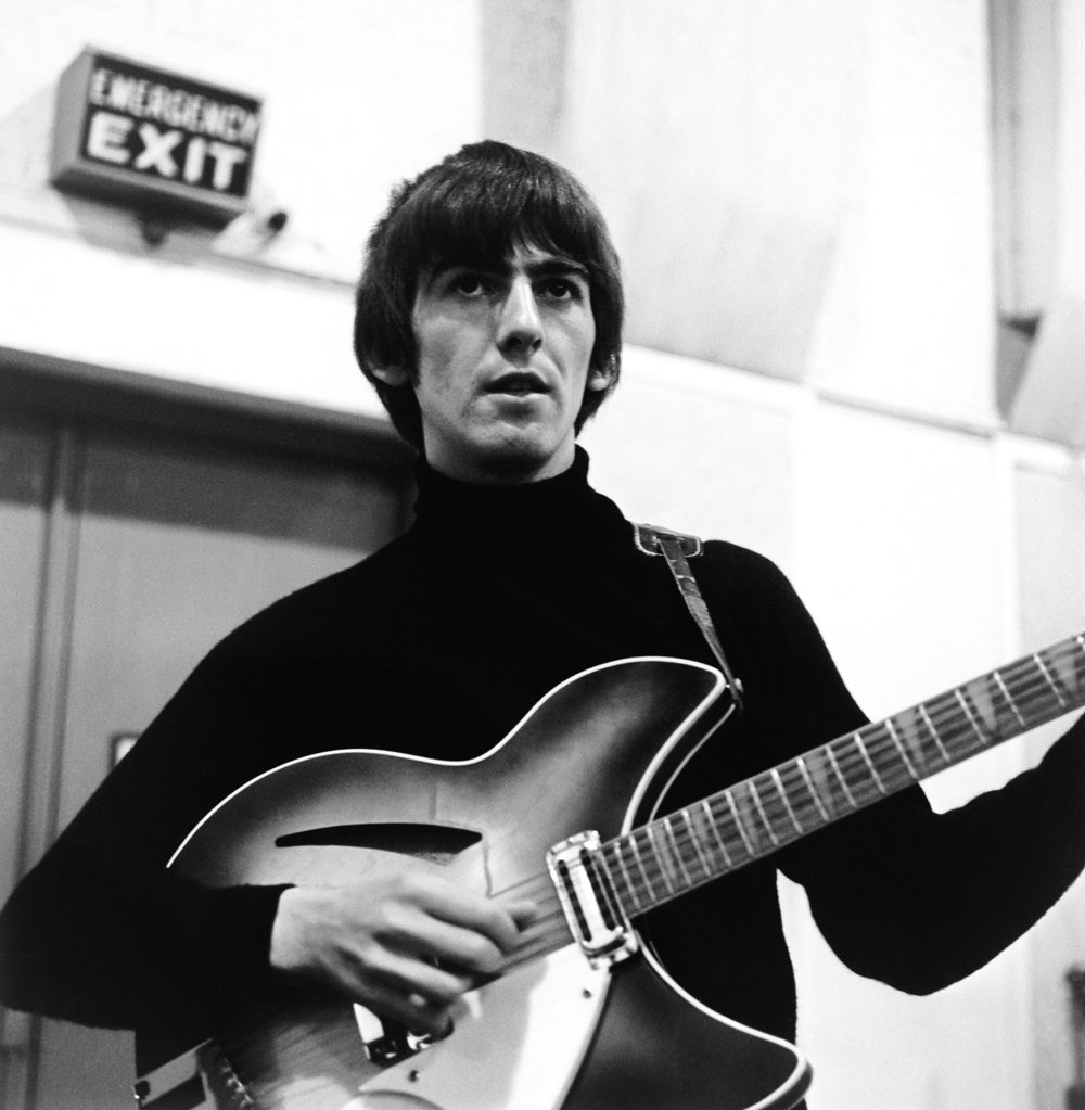 George at a recording session for "Beatles For Sale"