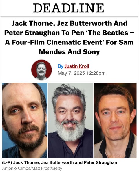 Jack Thorne, Jez Butterworth And Peter Straughan To Pen ‘The Beatles – A Four-Film Cinematic Event’